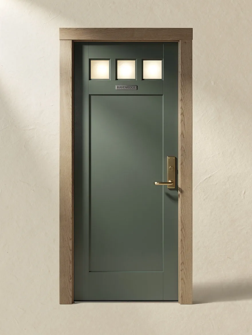 Havenridge fiberglass and oak entry door